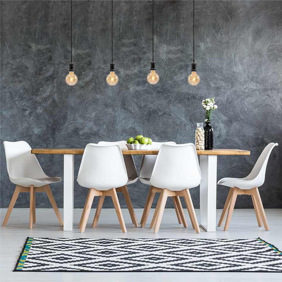 Moderne mattschwarze Seilpendelleuchte inkl. 5W XL-Lampe, Braunglas, 1800K, Ø95