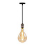 Industrielle Pendelleuchte in Roségold inkl. 8,5W bis 10W XXL Lampe, amber Glas, 2000K, Ø160