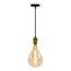 Industrielle Goldschnur-Hängeleuchte inkl. 8,5W bis 10W XXL Lampe, amber Glas, 2000K, Ø160