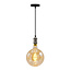 Moderne Silberschnur-Hängeleuchte inkl. 8,5W bis 10W XXXL-Lampe, amber glas, 2000K, Ø200
