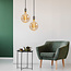 Industrielle Silberschnur-Hängeleuchte inkl. 8,5W bis 10W XXXL Lampe, amber Glas, 2000K, Ø200
