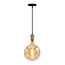 Industrielle Silberschnur-Hängeleuchte inkl. 8,5W bis 10W XXXL Lampe, amber Glas, 2000K, Ø200