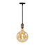 Industrielle Pendelleuchte in Roségold inkl. 8,5W bis 10W XXXL Lampe, amber glas, 2000K, Ø200