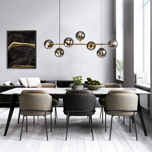 2. Chance: Design-Pendelleuchte Hepta mit Rauchglas-Spiegeleffekt