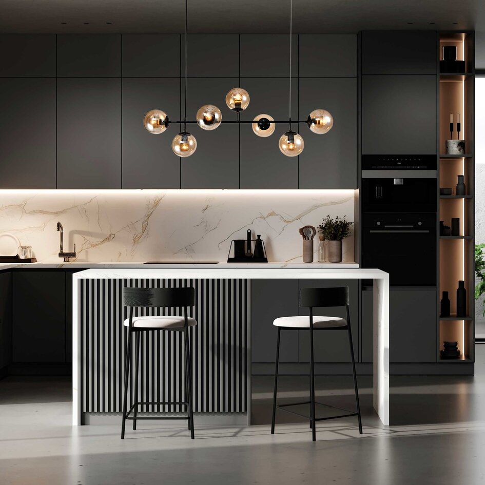 2. Chance: Design-Pendelleuchte Hepta mit Braunglas