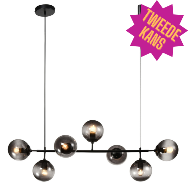 2. Chance: Hepta-Pendelleuchte mit schwarzem Rahmen und Rauchglas