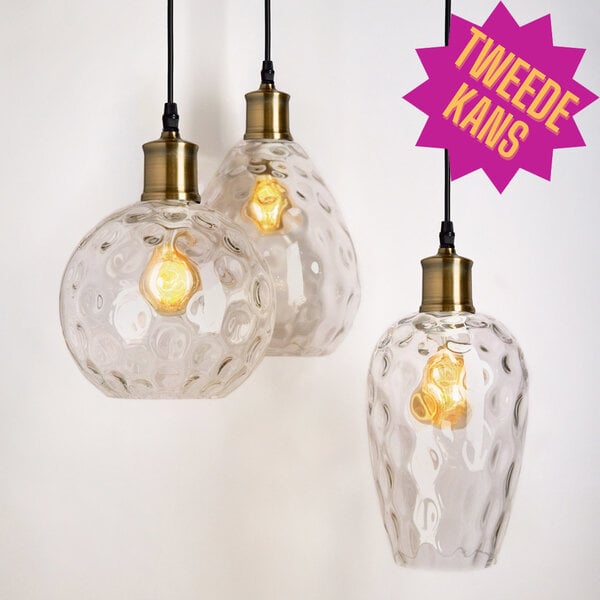 2. Chance: Design-Pendelleuchte aus Klarglas, 3-flammig - Verona