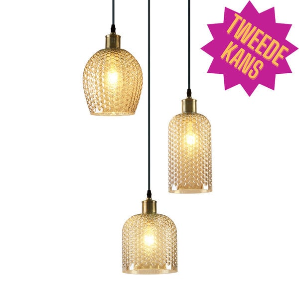 2. Chance: Moderne 3-Licht-Pendelleuchte mit Braunglas - Lana