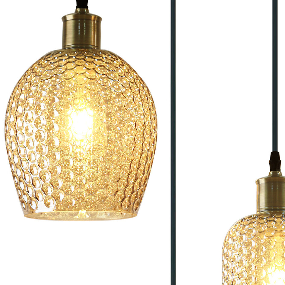 2. Chance: Moderne 3-Licht-Pendelleuchte mit Braunglas - Lana