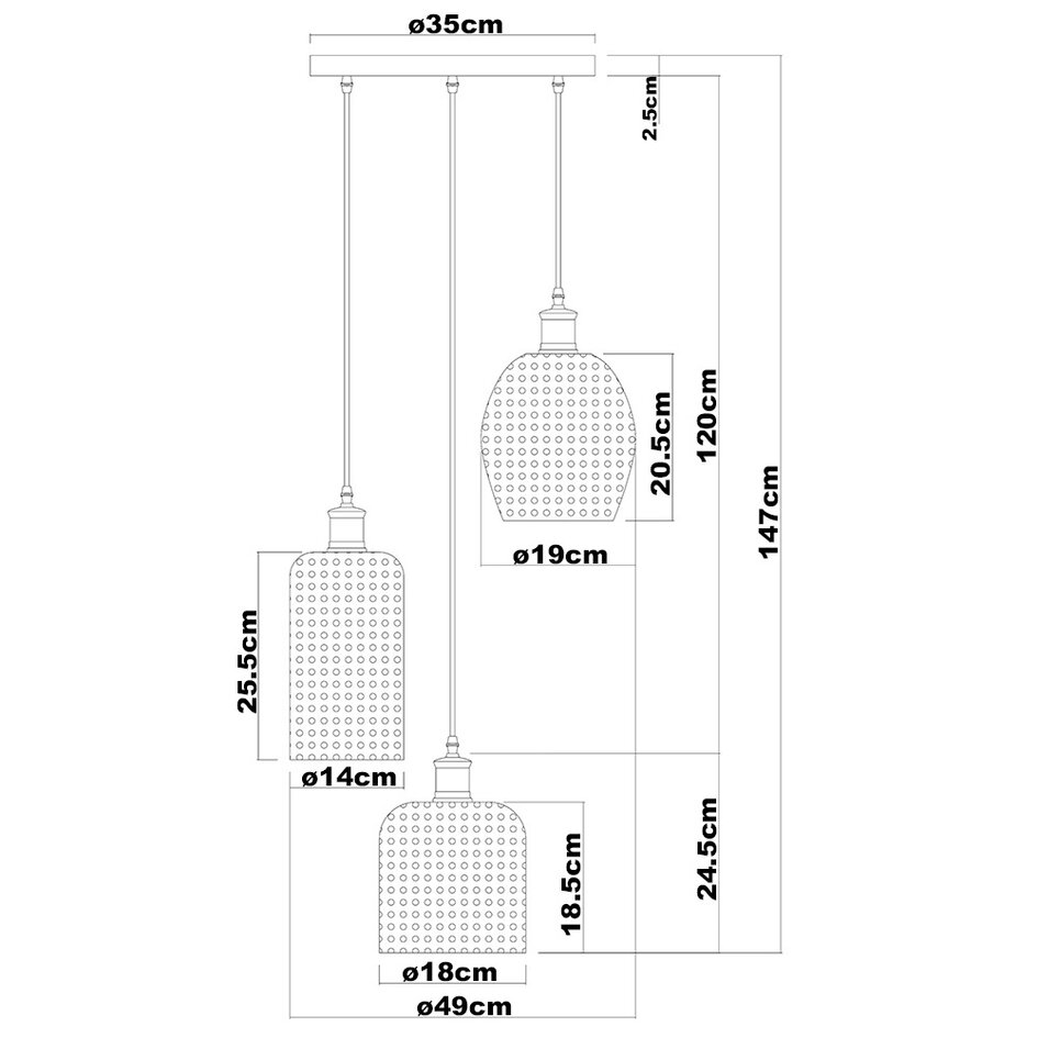2. Chance: Moderne 3-Licht-Pendelleuchte mit Braunglas - Lana
