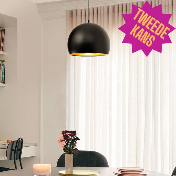 2. Chance: Moderne runde Pendelleuchte schwarz mit Gold - Goldy