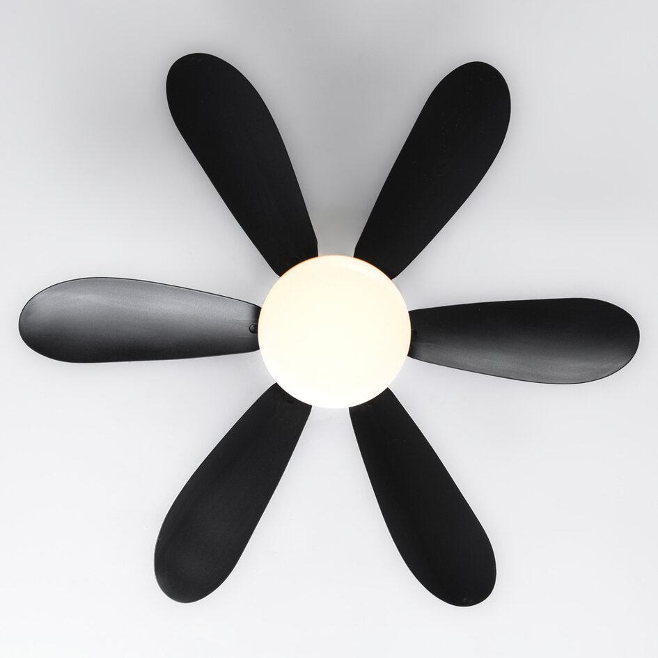 Schwarzer Deckenventilator mit dimmbaren LEDs und einstellbarer Farbtemperatur - Swift