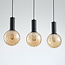 3-Licht-Pendelleuchte schwarz mit amber Glas - Anglia