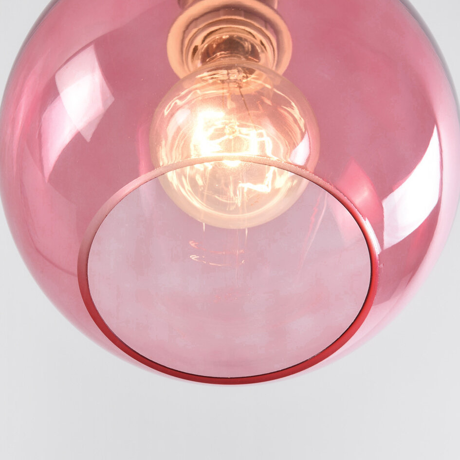 1-flammige Hängeleuchte Liya - Rotes Glas - Variante 4