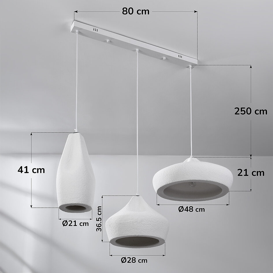 Moderne Pendelleuchte weiß im Wabi Sabi Stil, 3-Licht - Kaze