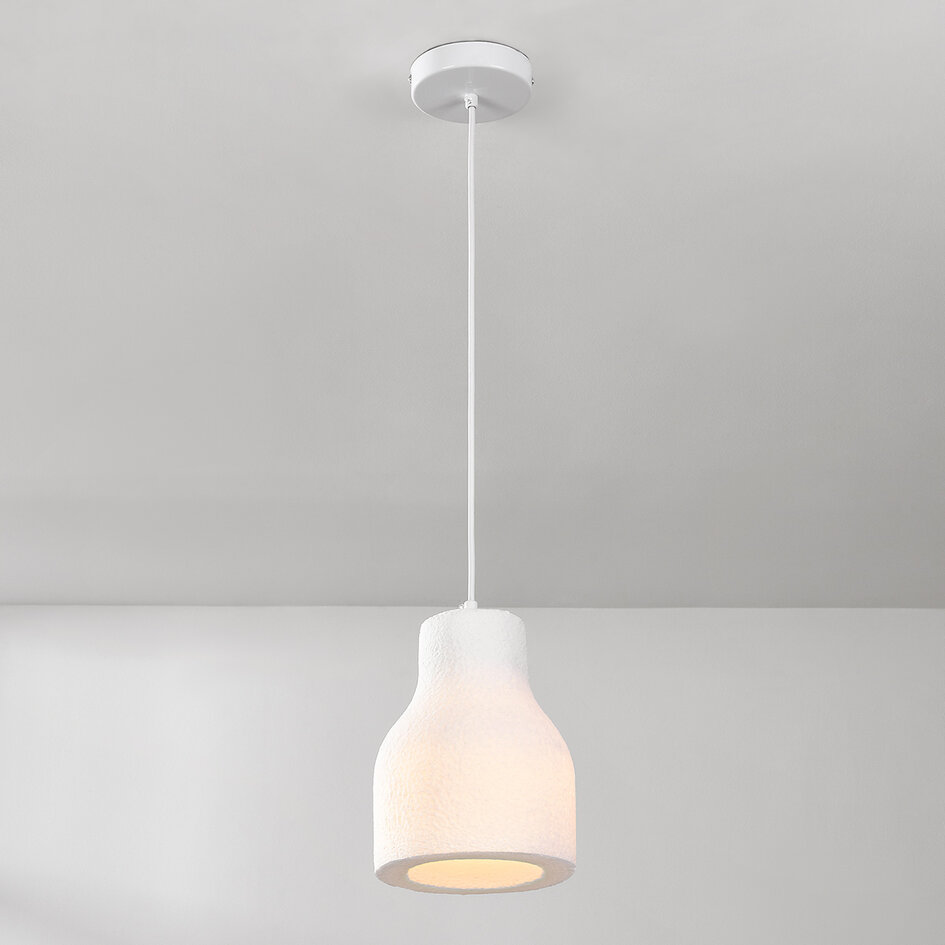 Minimalistische Hängeleuchte Haru Ø18 cm im Wabi Sabi Stil - weißes Steinmotiv