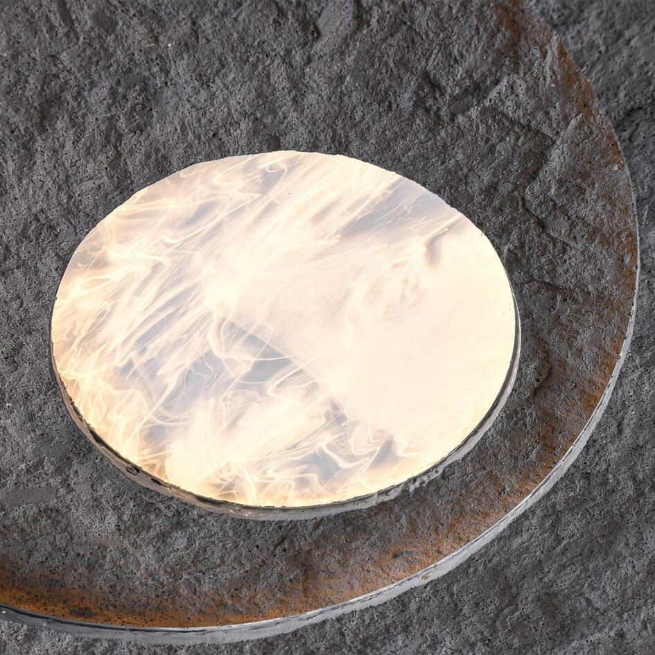 Moderne Deckenleuchte Cercul schwarz mit grauem Steineffekt Ø40 cm, 36W - 3-stufig dimmbar