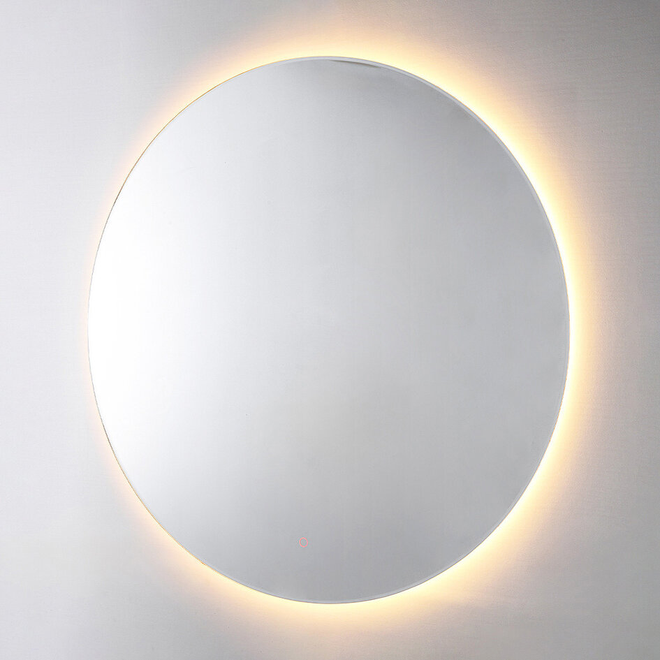 Badezimmerspiegel mit Beleuchtung Reflecta Ø80 cm - Dimmbare Beleuchtung mit Berührungssensor, einstellbare Farben und Spiegelheizung