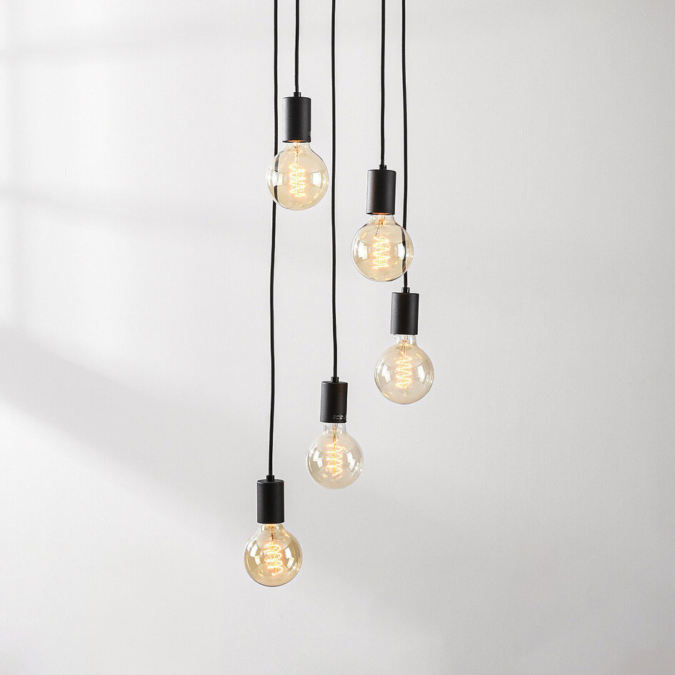 Industrielle 5-Licht-Pendelleuchte Illumine - schwarz