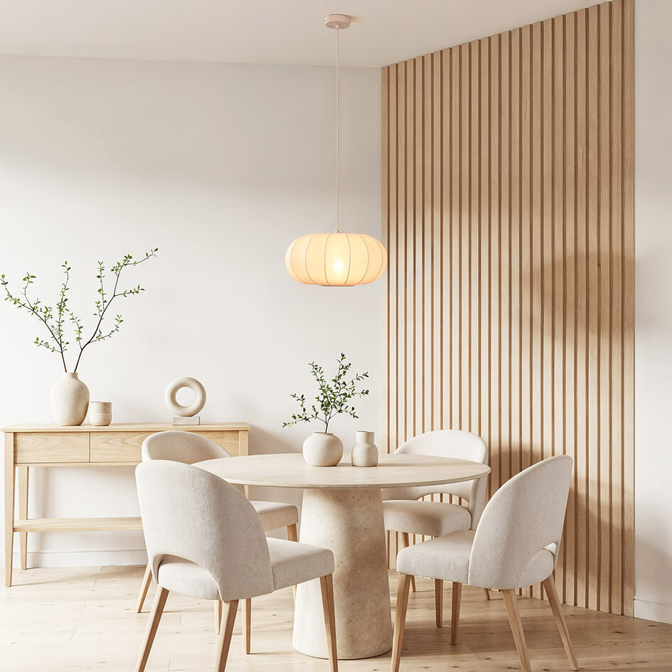 Stoff-Pendelleuchte Cima - beige