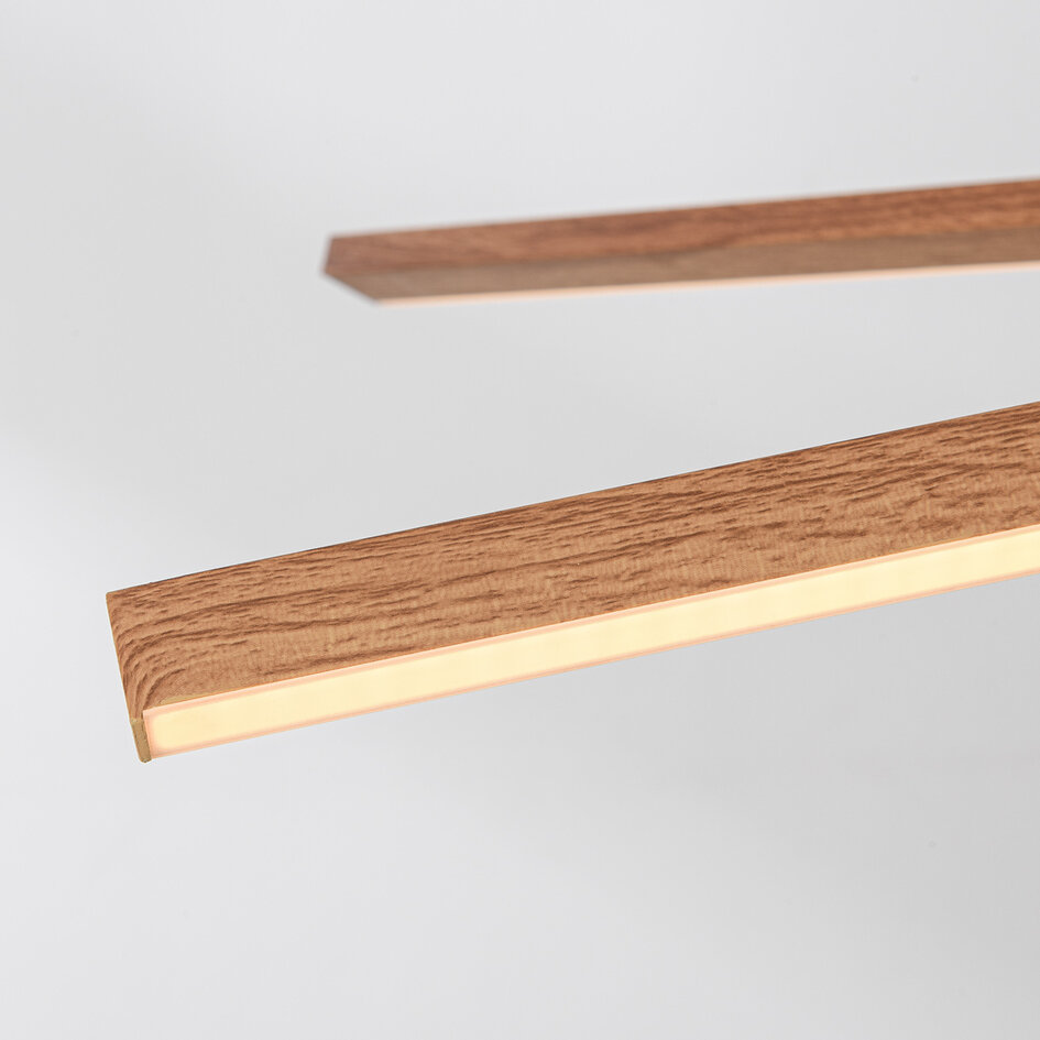 Designer-Pendelleuchte Stellar mit integrierten 3-stufig dimmbaren LEDs - Holzoptik