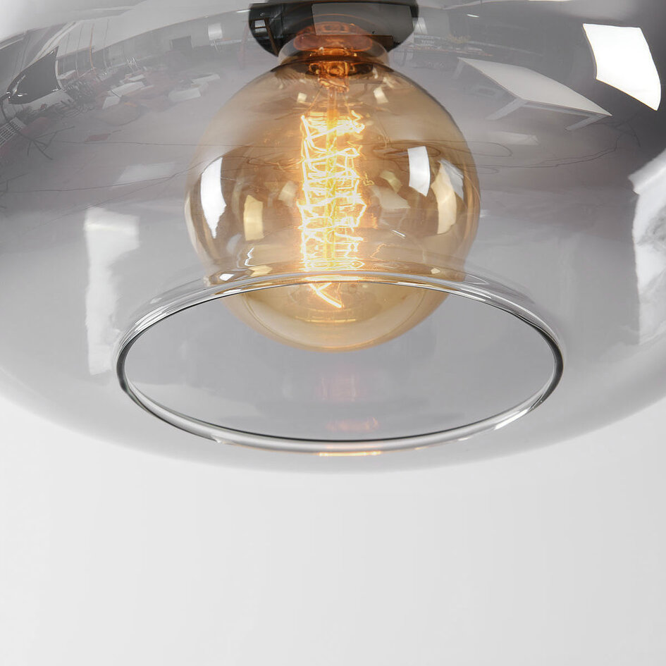 Kuppel-Deckenleuchte schwarz mit Rauchglas