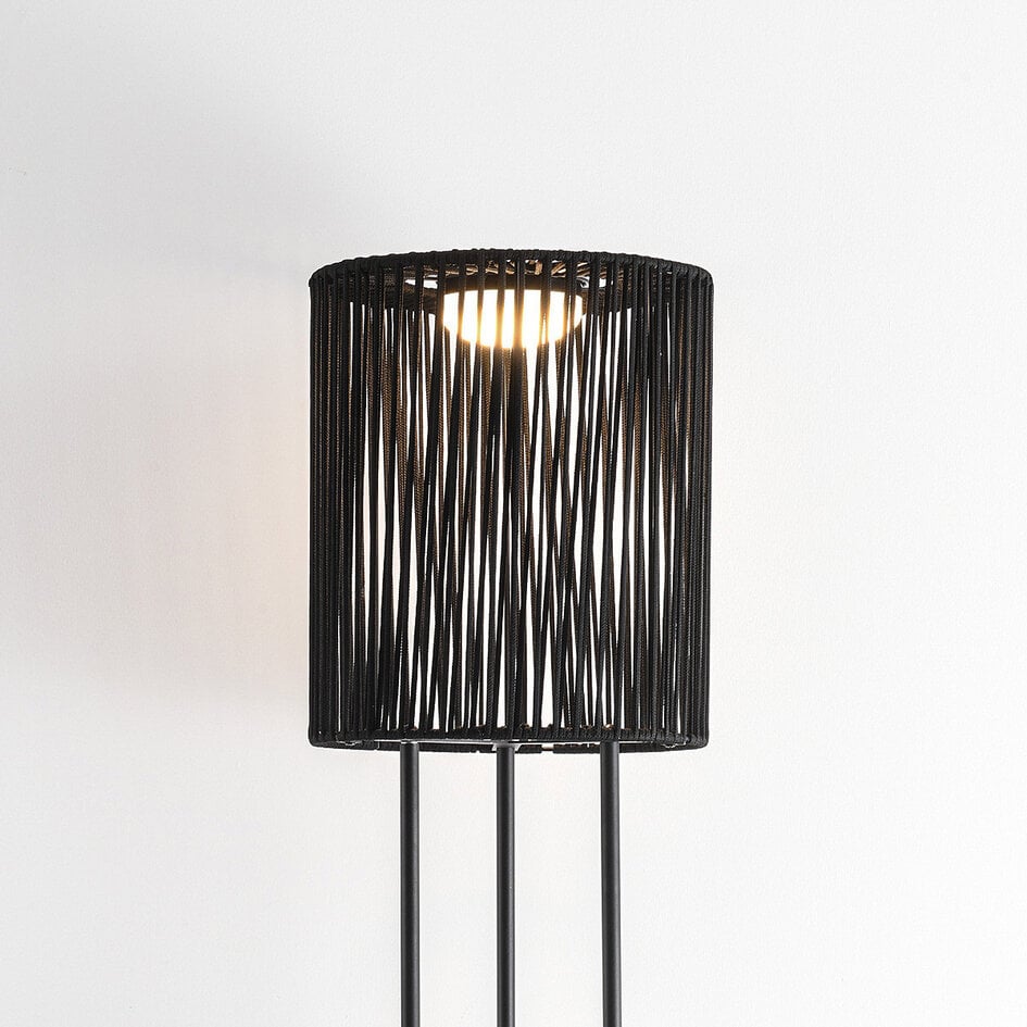 Solar Stehleuchte Vinta, 3-stufig dimmbaren LEDs und geflochtenem Seil, schwarz