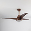 Schwarzer  Deckenventilator Wieke mit LEDs und einstellbarer Farbtemperatur in dunkles Holz