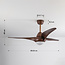 Schwarzer  Deckenventilator Wieke mit LEDs und einstellbarer Farbtemperatur in dunkles Holz