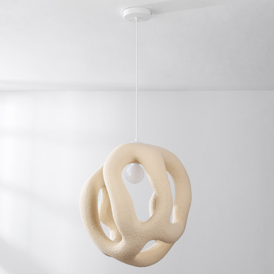 Zeitgenössische Wabi Sabi Pendelleuchte Kaji 43 x 50 cm - Sandbeige