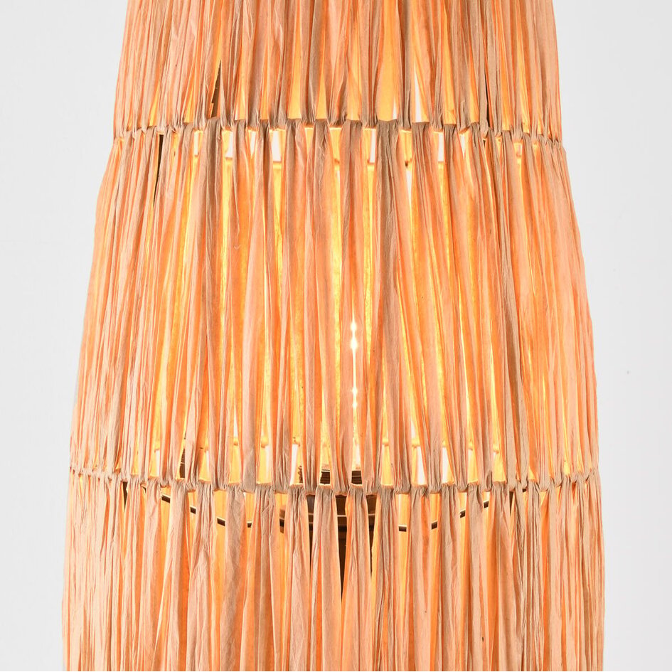 Stehleuchte Plecta - handgefertigte Lampe aus Bast mit schwarzem Rahmen 103 cm