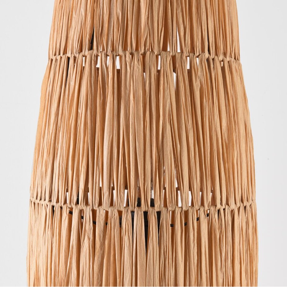 Stehleuchte Plecta - handgefertigte Lampe aus Bast mit schwarzem Rahmen 103 cm