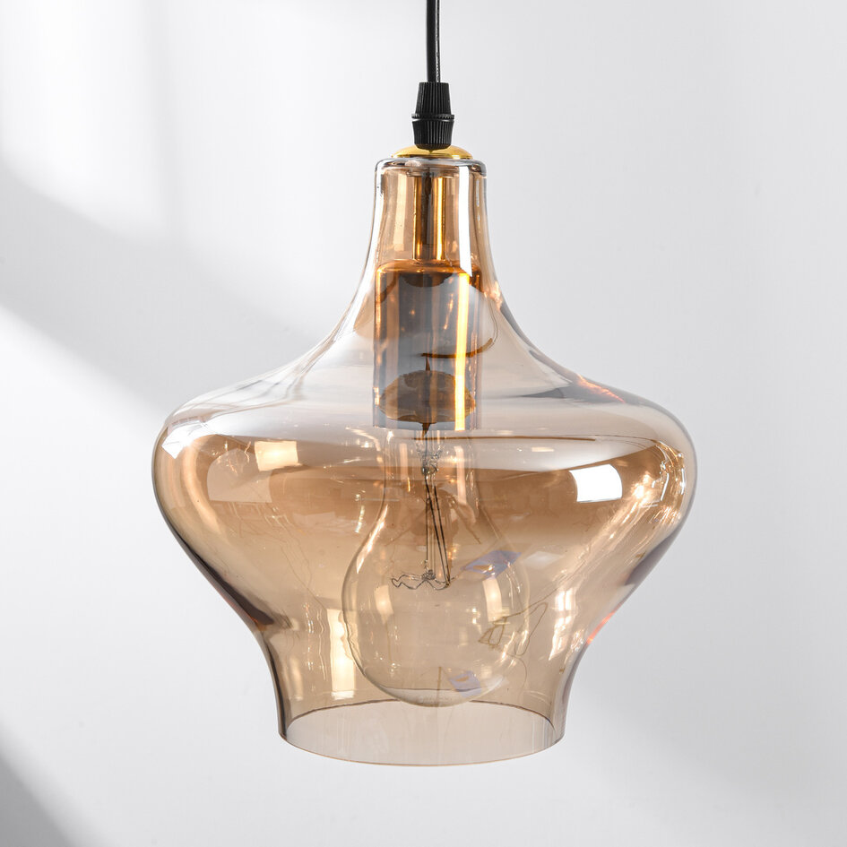 Moderne 4-flammige Pendelleuchte mit amber Glas - Maracas