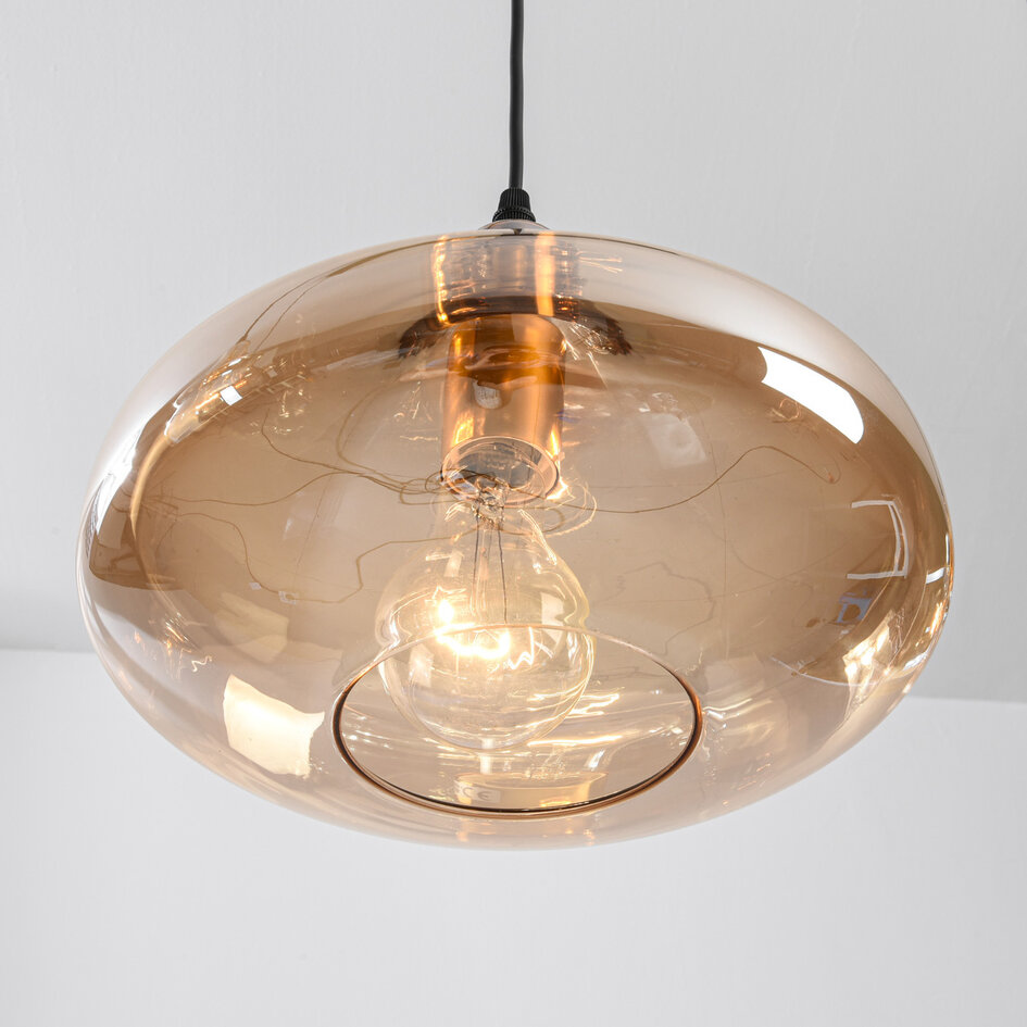 Moderne 4-flammige Pendelleuchte mit amber Glas - Maracas