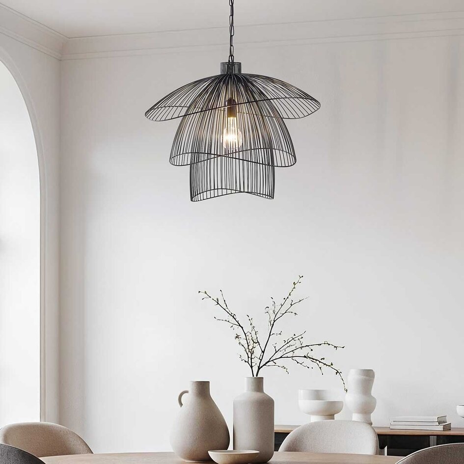 Designer-Pendelleuchte Oria schwarz mit Metallschichten