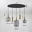 Moderne Pendelleuchte Yoku mit Rauchglas und messing-goldenen Details, 5-flammig
