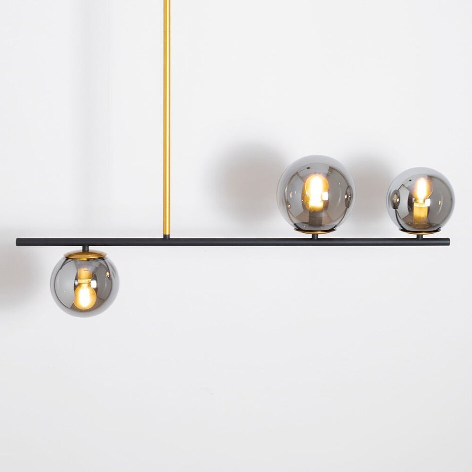 Design-Hängeleuchte Danny, 3-flammig - Rauchglas