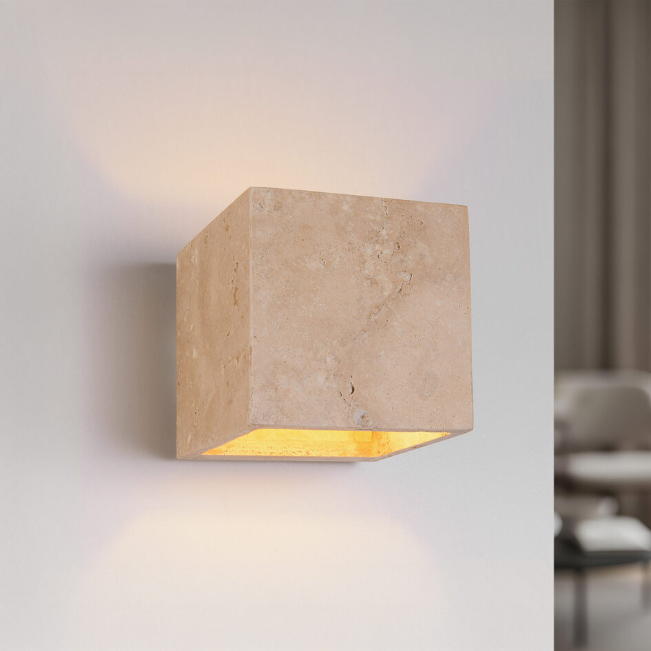 Kubus Wandleuchte Roca in Steinoptik