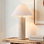 Japandi Tischlampe Table mit Travertinfuß Optik und Leinen­schirm