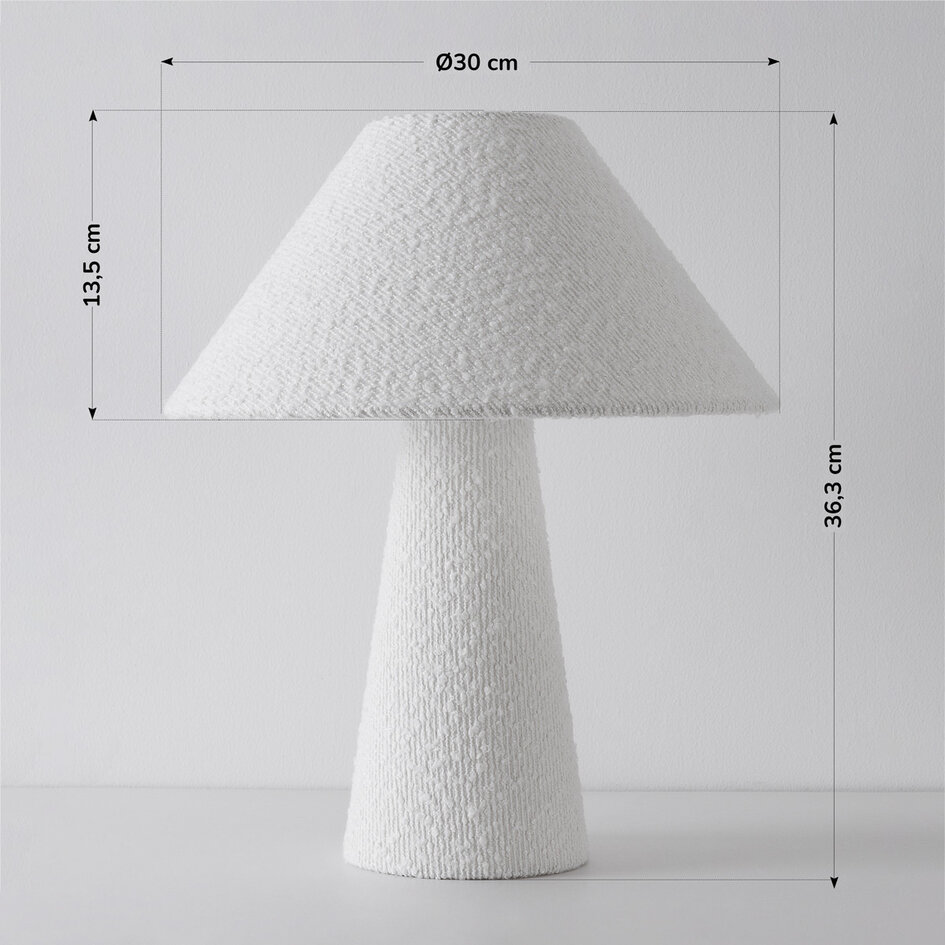 Leinen-Bouclé-Tischlampe Tisch – weiß