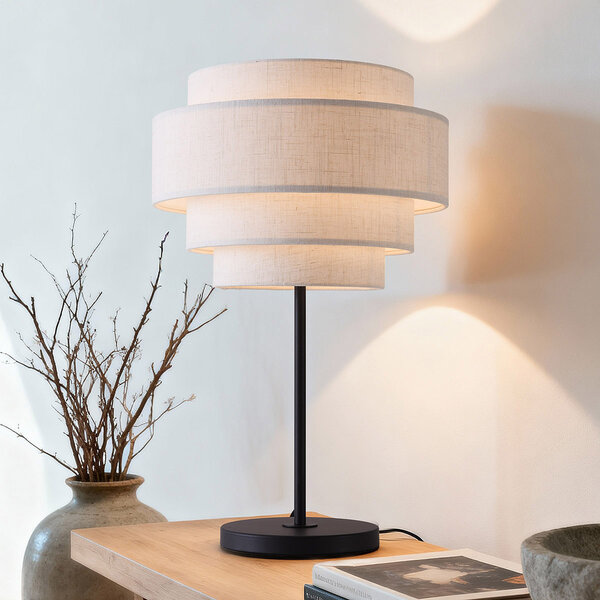 Moderne Tischlampe Masa mit Leinenbezug