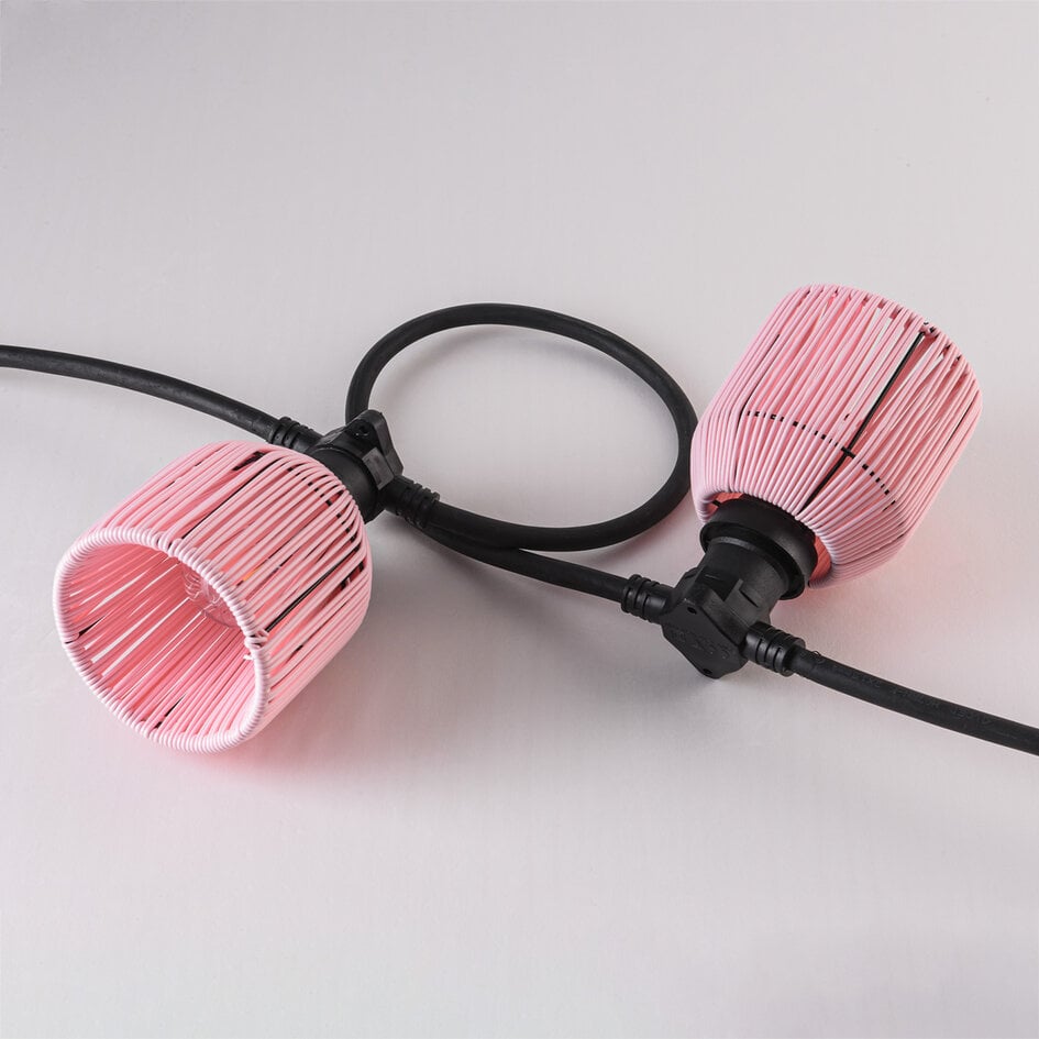 Lampenschirme für Illu-Lichterketten-Lampen mit Rattan-Look – pink