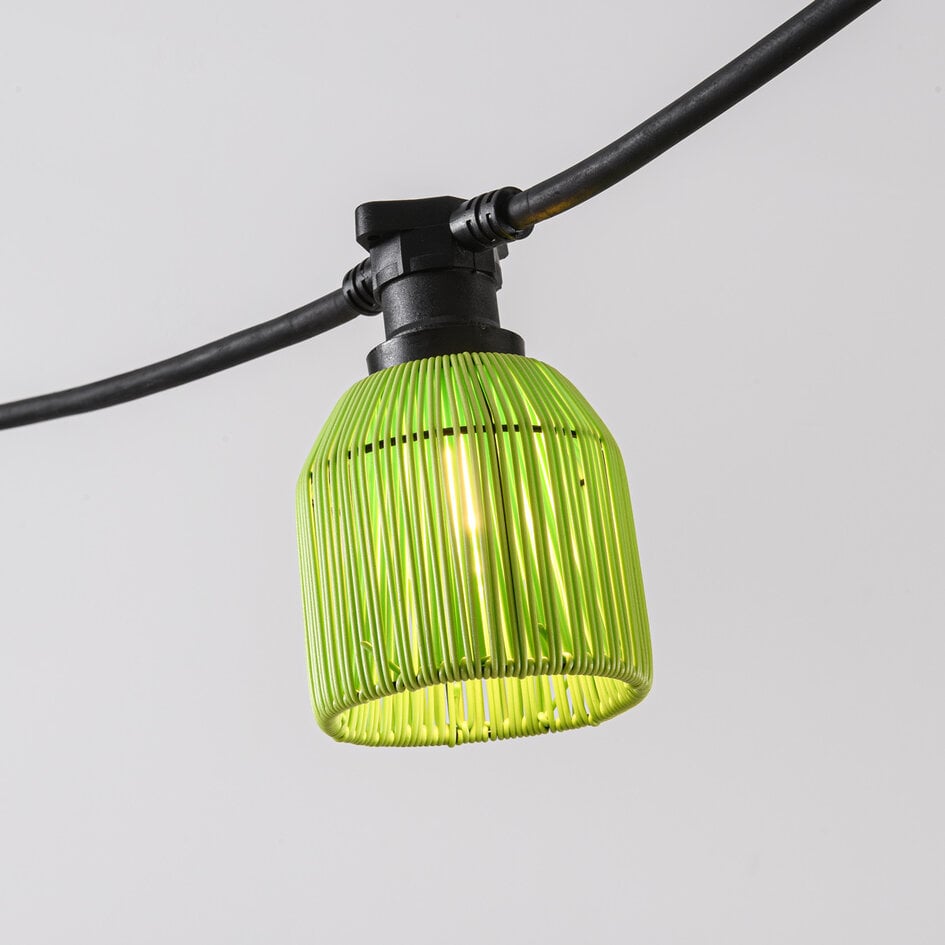 Grüne Illu Lichterkette in Rattanoptik