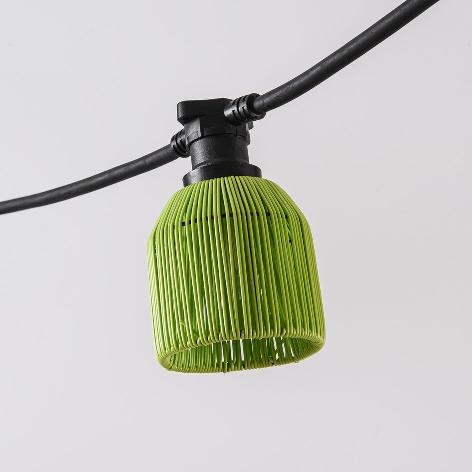 Grüne Illu Lichterkette in Rattanoptik