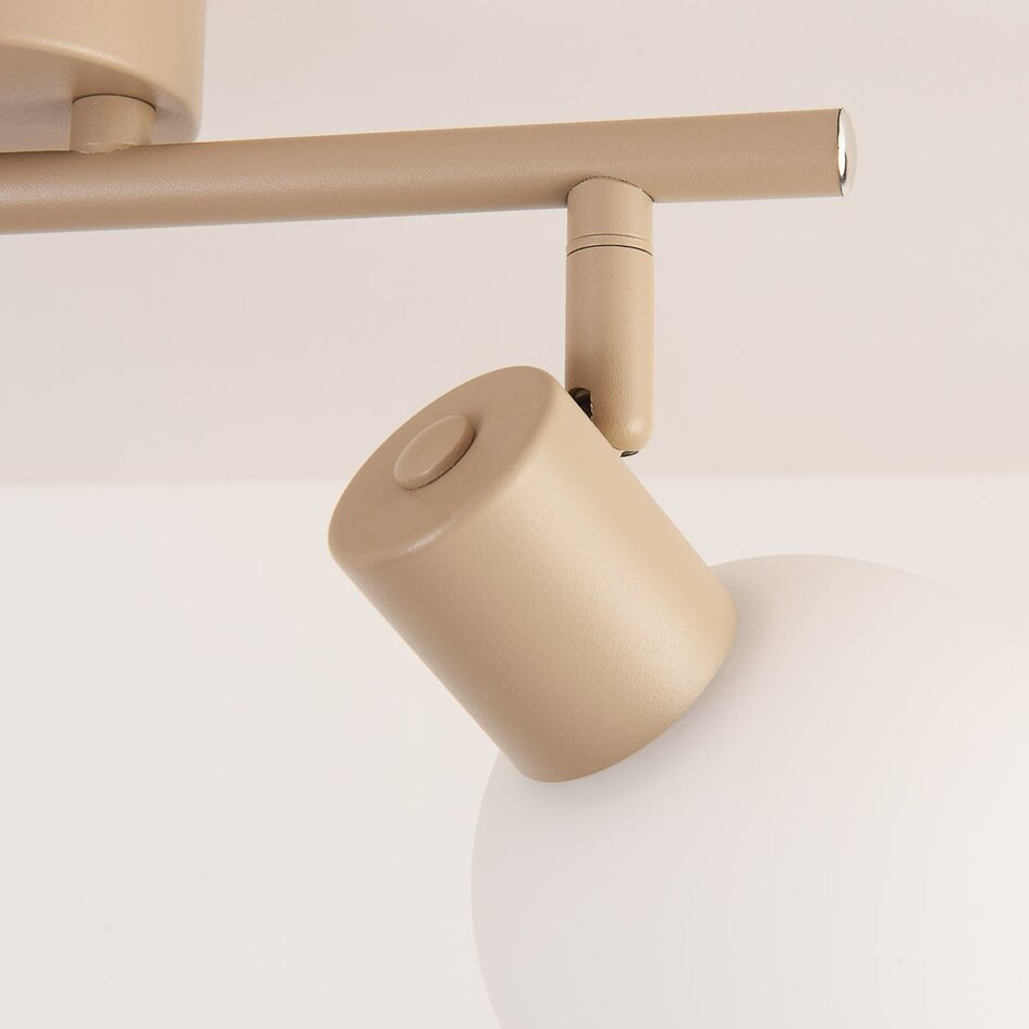 Drehbare Deckenleuchte Phiene mit zwei milchweißen Glaskappen – beige