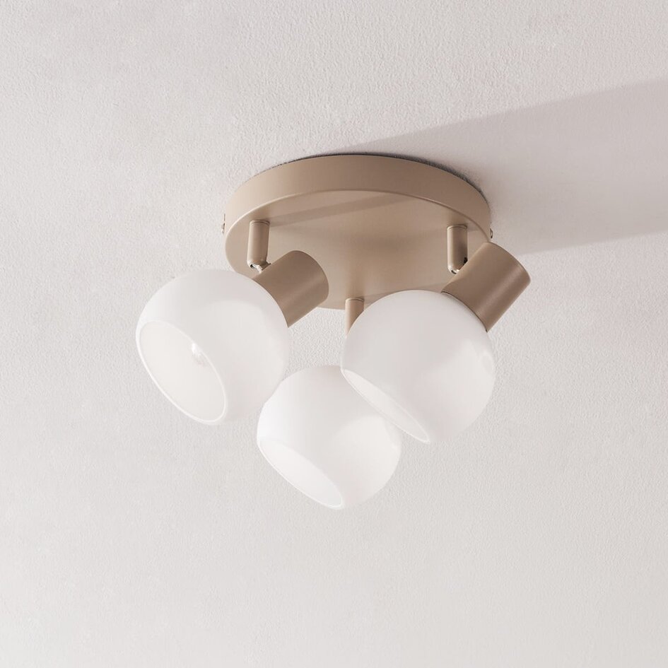 3-flammige drehbare Deckenleuchte Peri mit milchweißem Glas – beige