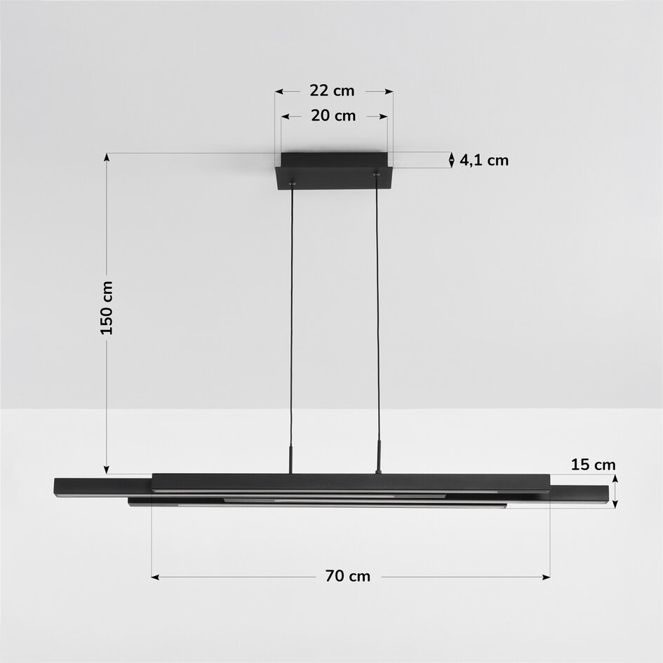 Design-Pendelleuchte schwarz mit 3-Stufen-Dimmer - Liana