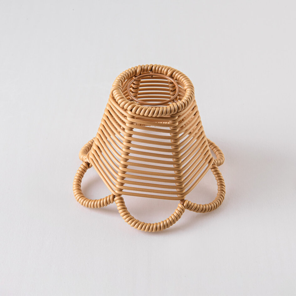 Illu Lichterkette mit Rattan-Look - Holzfarbe