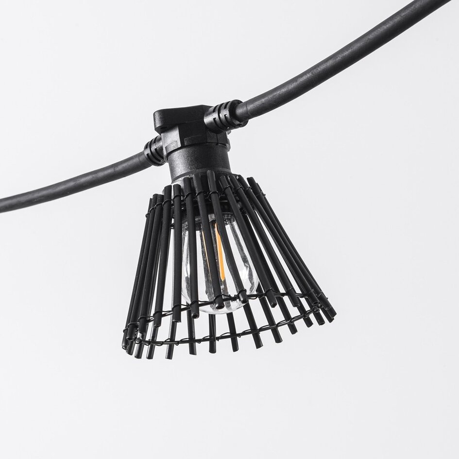 Illu Lichterkette mit Rattan-Look - schwarz