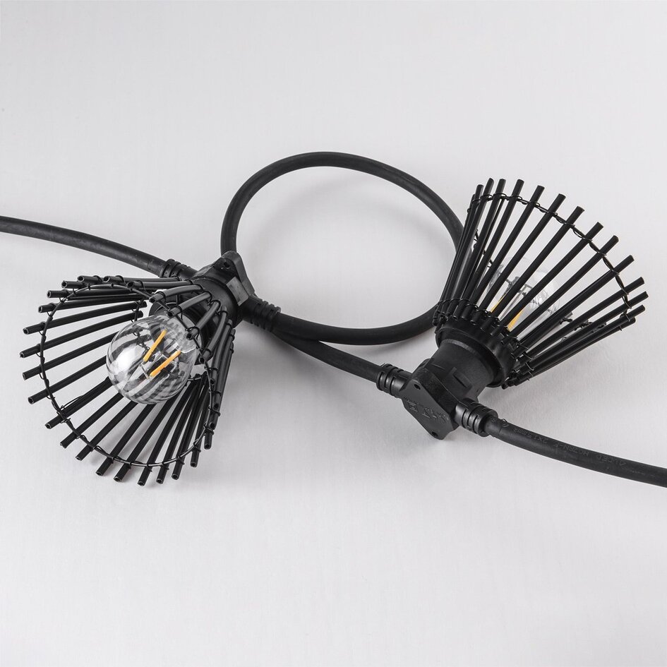 Illu Lichterkette mit Rattan-Look - schwarz